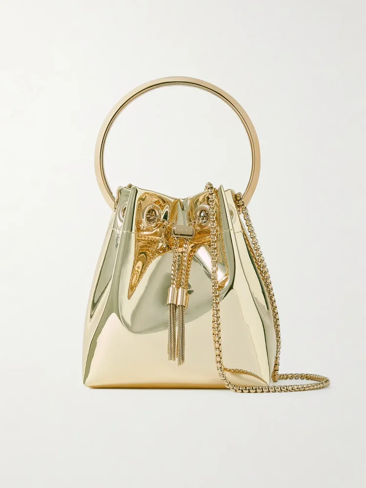 Bon Bon metallic mirrored-leather bucket bag
