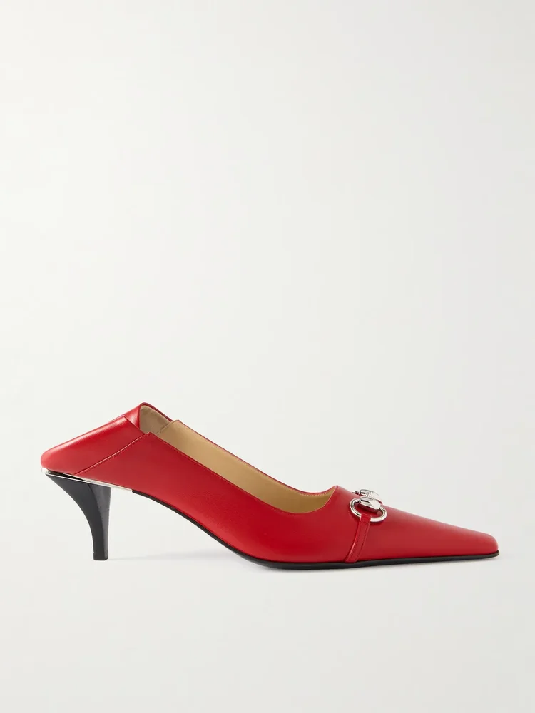 Vittoria collapsible-heel horsebit-embellished leather pumps