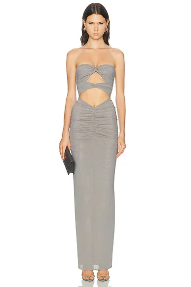 Strapless Sweeheart Ruched Column Dress