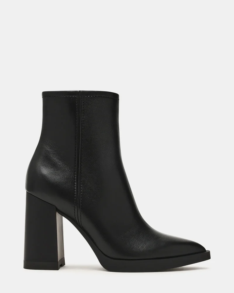 HARDEN Black Leather Women's Pointed-Toe Ankle Boot