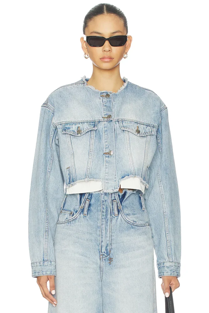 Torn Off Crop Trucker Jacket