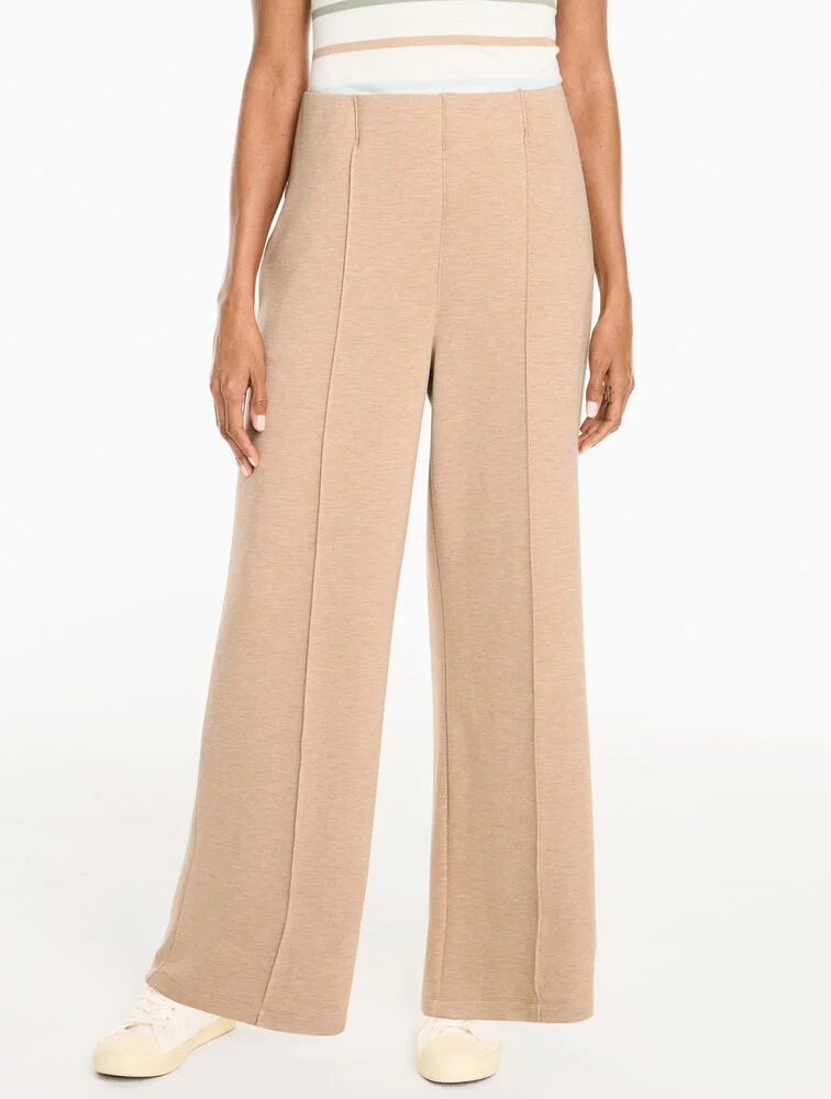 AirKnit Stretch Hollywood Waist Wide Leg Pants - Heathered