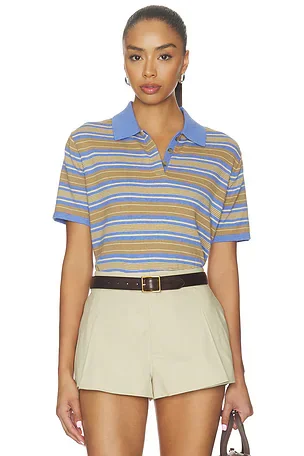 Short Sleeve Stripe Rugby Top