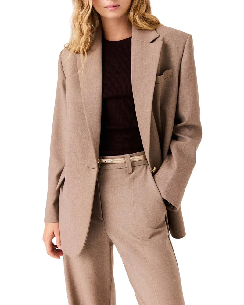 Notch Lapel Single Button Blazer