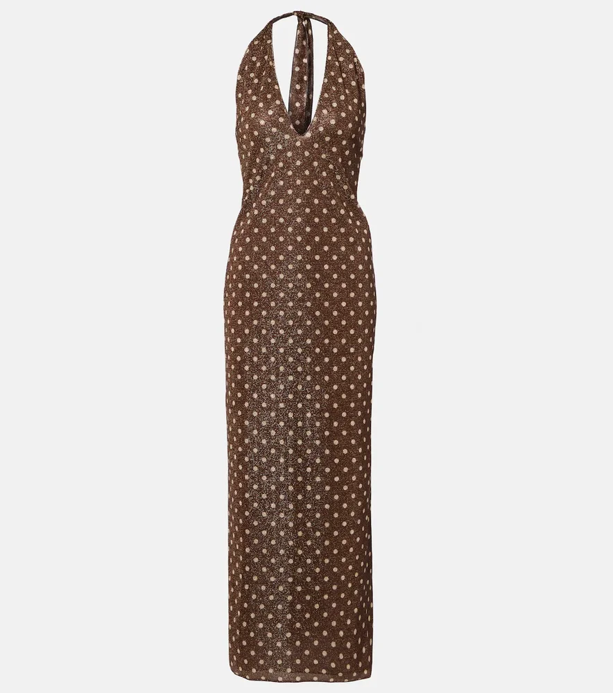 Lumière polka-dot halterneck maxi dress