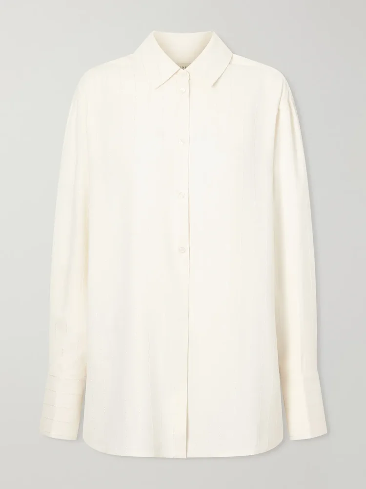 Mollie sequin-embellished striped twill shirt