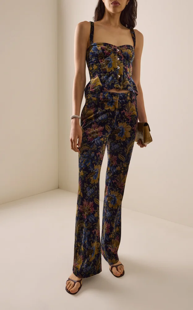 Floral Cotton-Blend Corset Top
