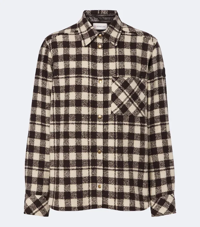 Checked wool-blend overshirt