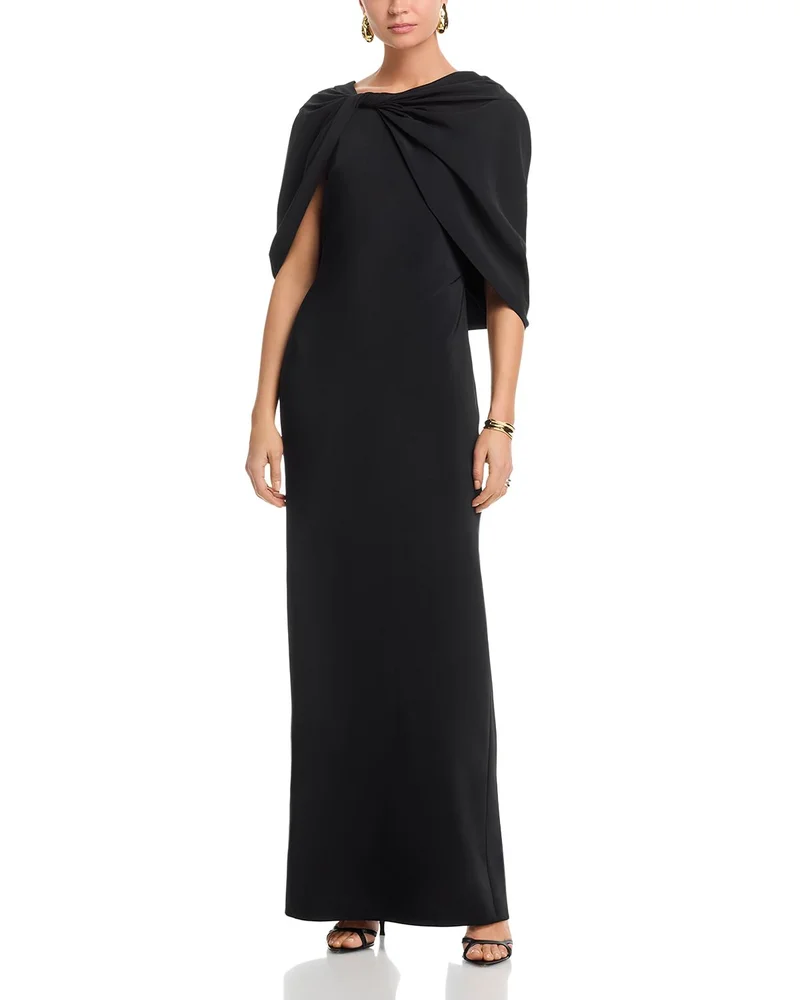 Draped Sleeve Cady Column Gown