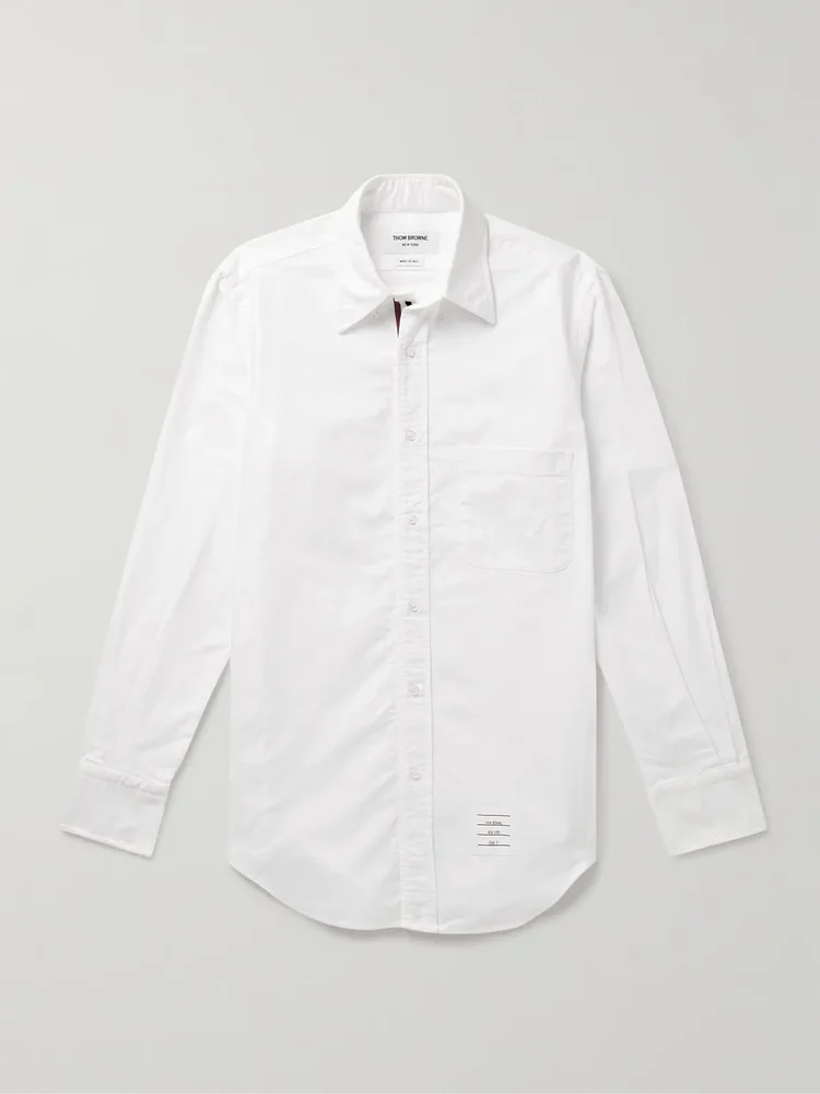 Slim-Fit Button-Down Collar Logo-Appliquéd Cotton Oxford Shirt
