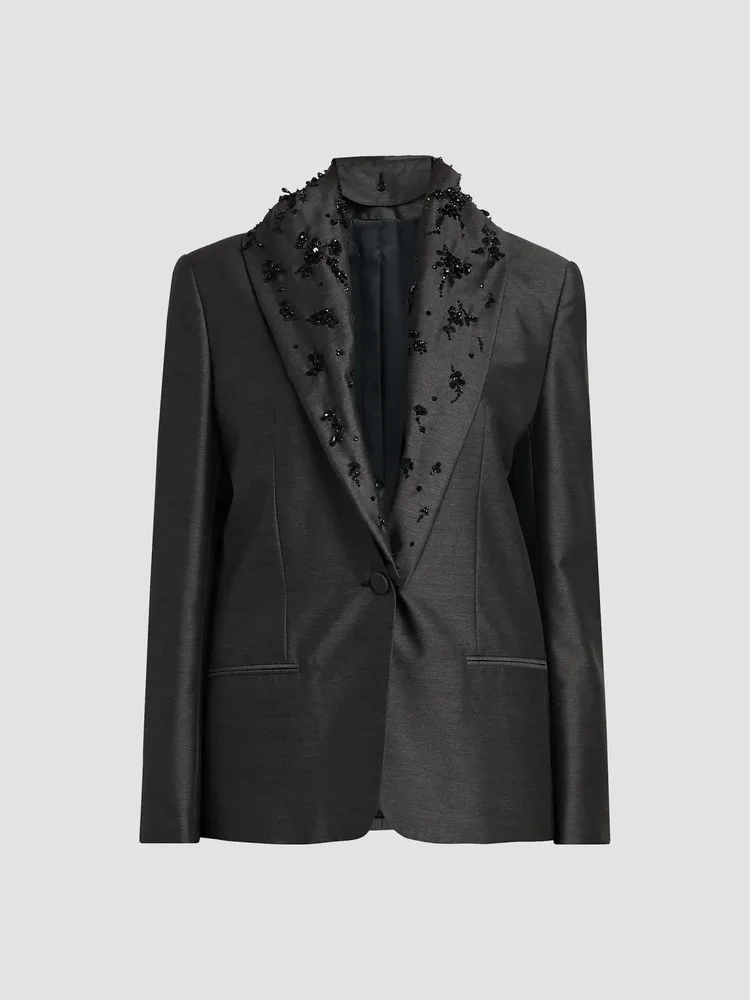 Embellished Wool-Silk Jacket