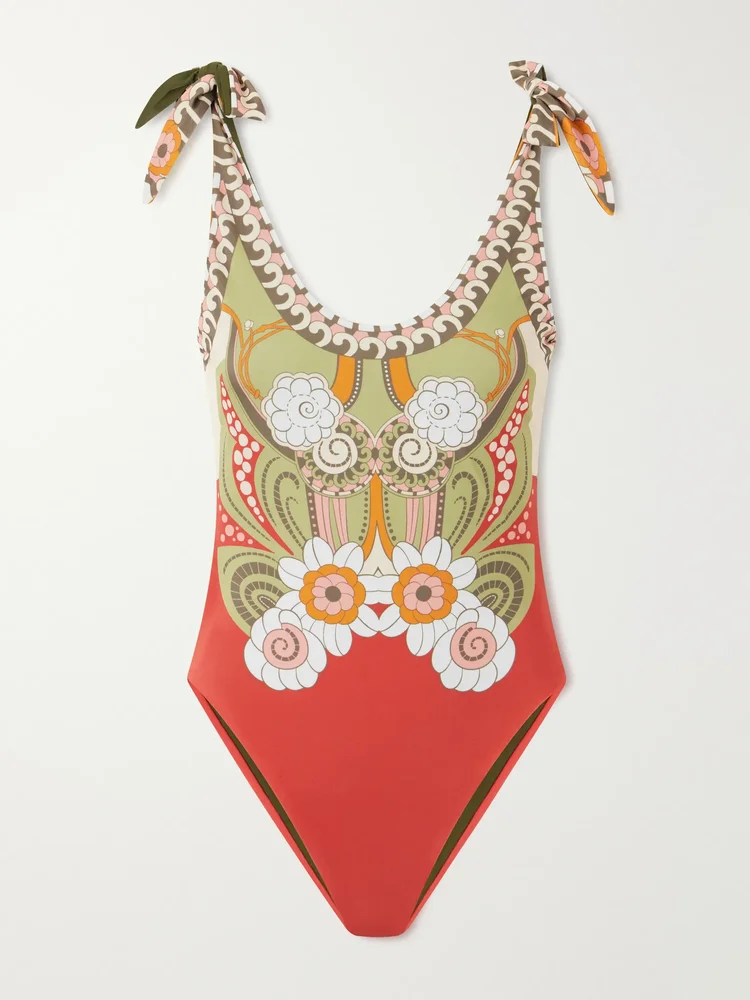 Pammy knotted printed swimsuit