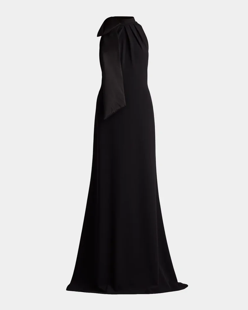 Sleeveless Mock-Neck Bow Gown