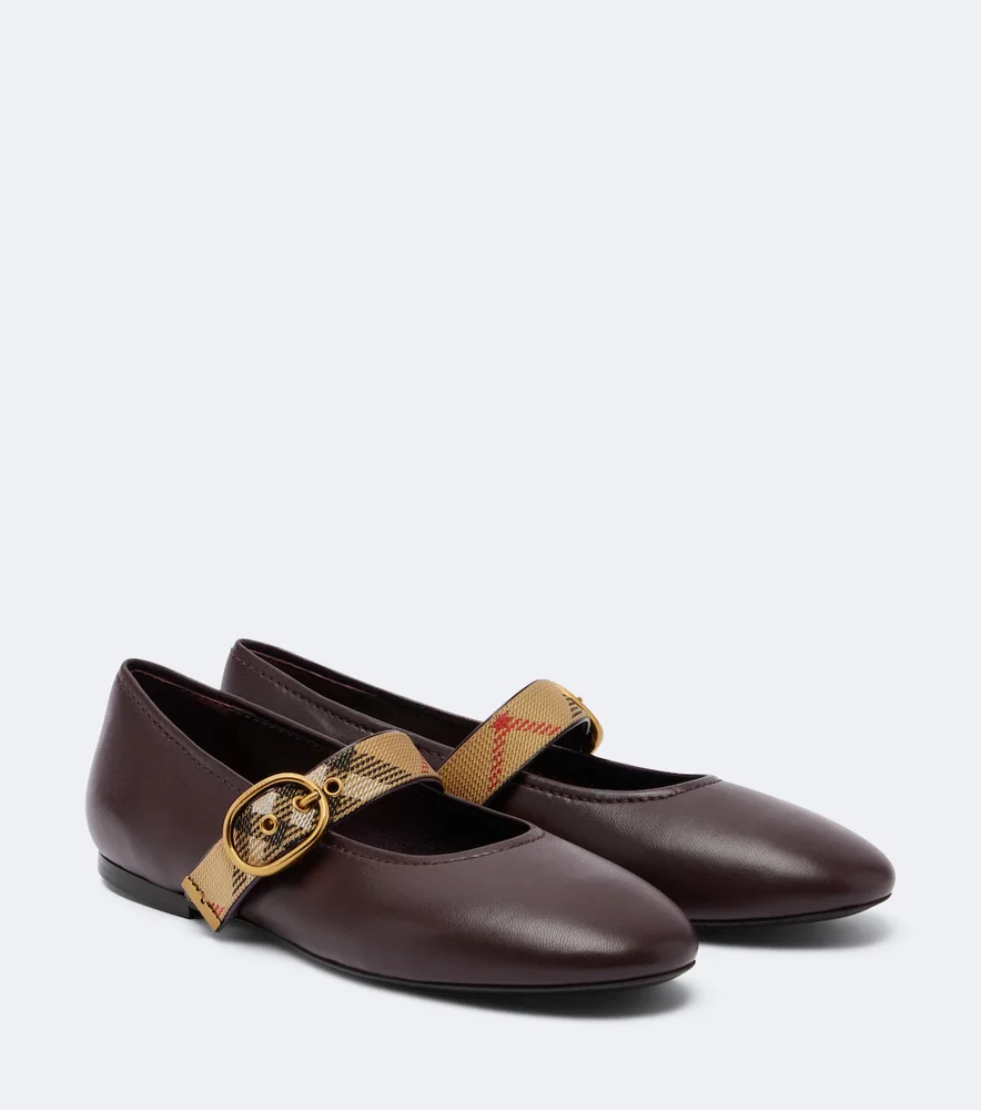 Burberry Check leather Mary Jane flats