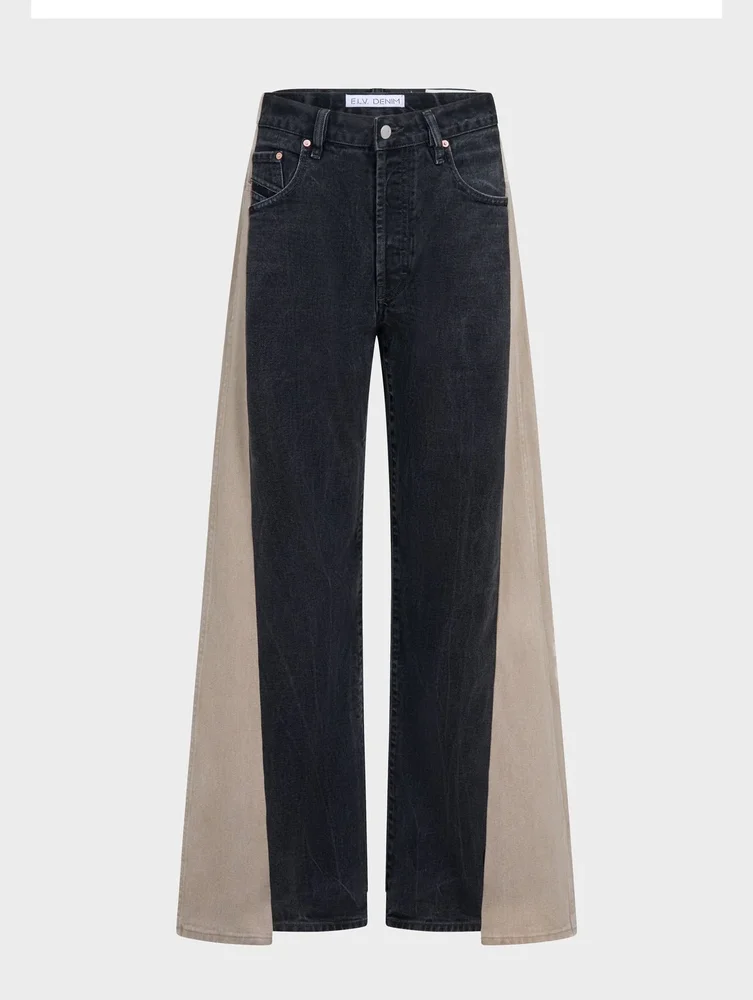 Freya Wide Leg Jeans Beige Black