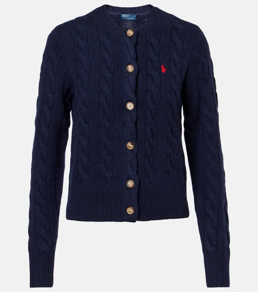 Pony cable-knit wool and cashmere cardigan
