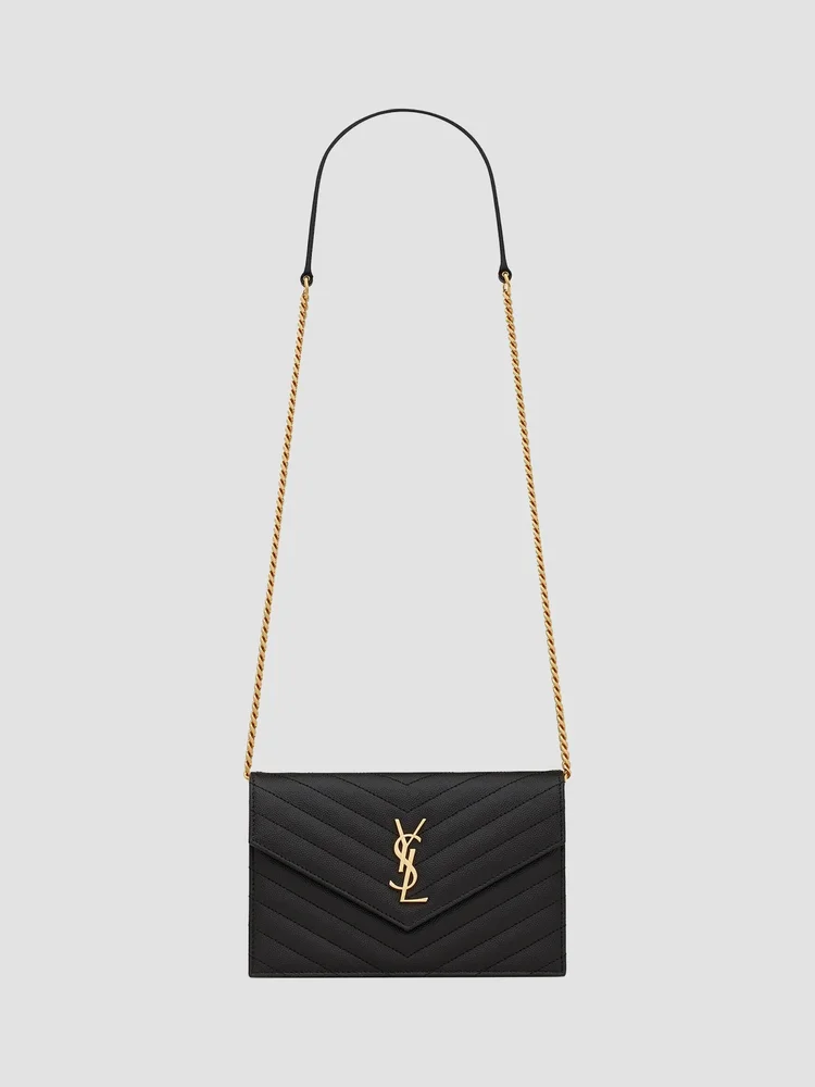 Cassandre Envelope Chain Wallet in Grain De Poudre Leather