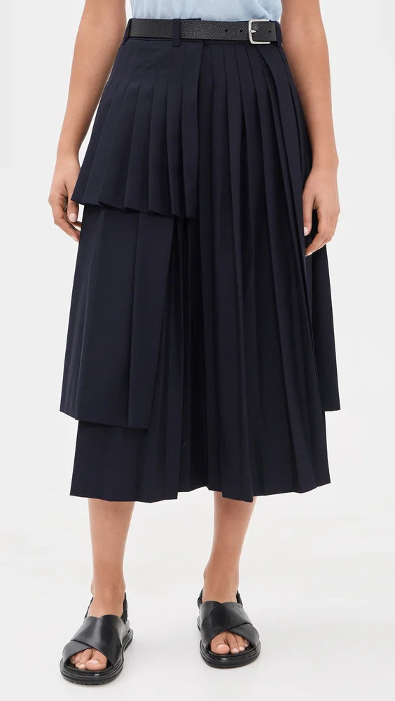Angelina Suiting Pleated Midi Skirt