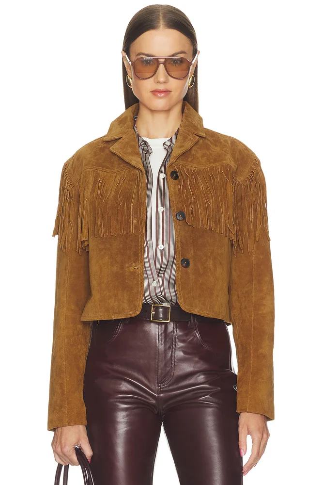 Faux Suede Fringe Jacket