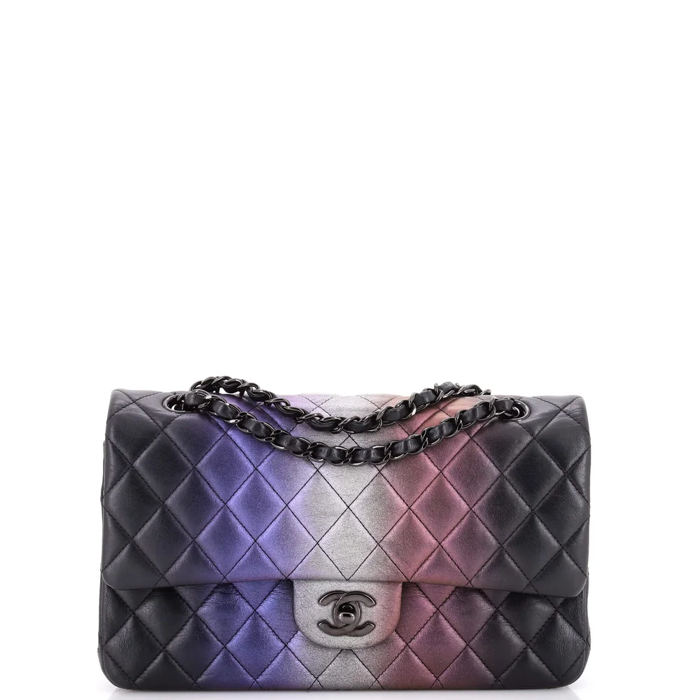 Pre-Owned Chanel Classic Double Flap Bag Quilted Ombre Iridescent Calfskin Medium