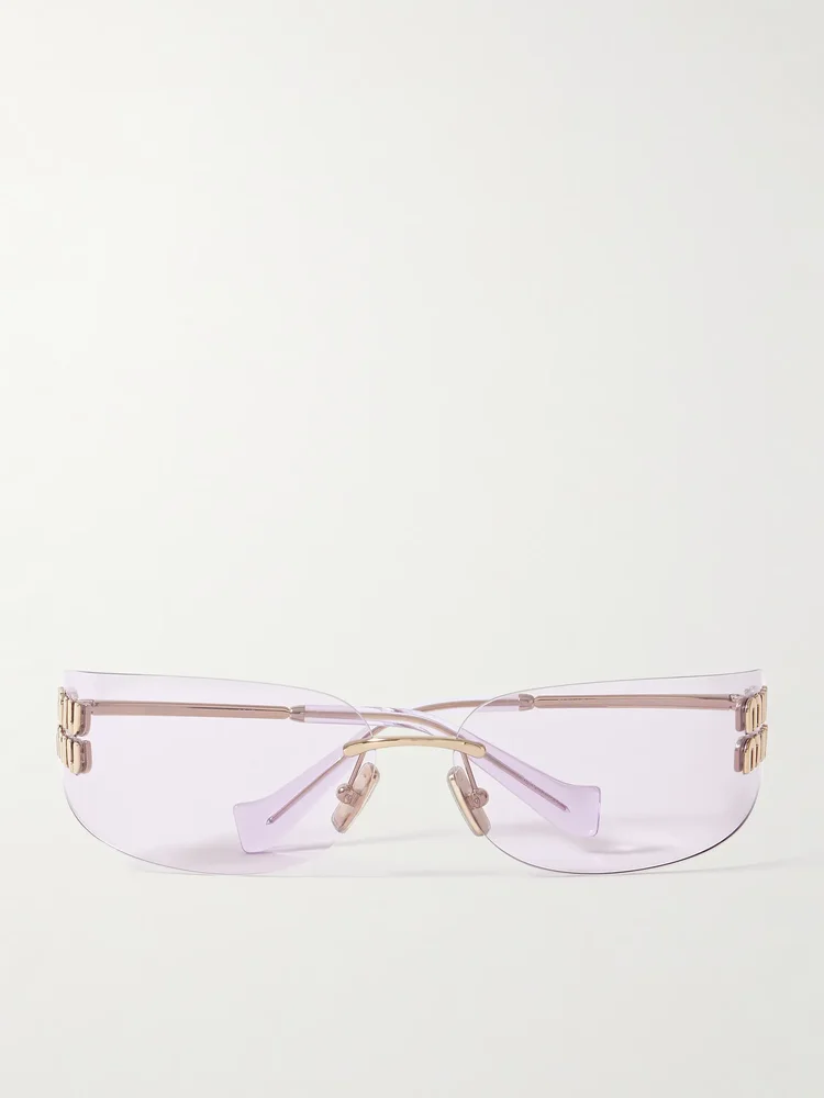 D-frame gold-tone sunglasses