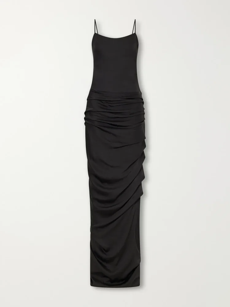 Draped satin gown
