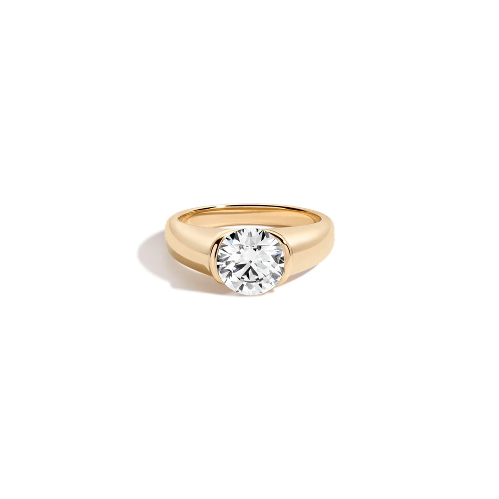 2ct Round Lab Grown Diamond Floating Signet Ring
