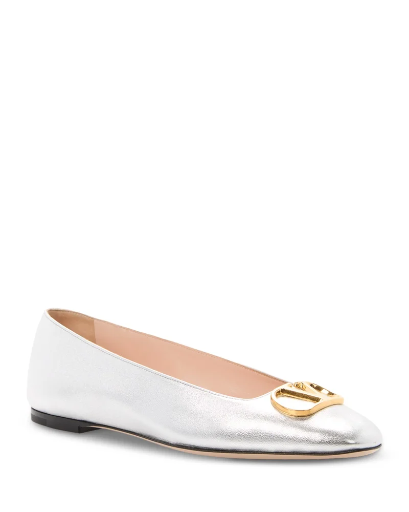 Embellished VLogo Ballet Flats