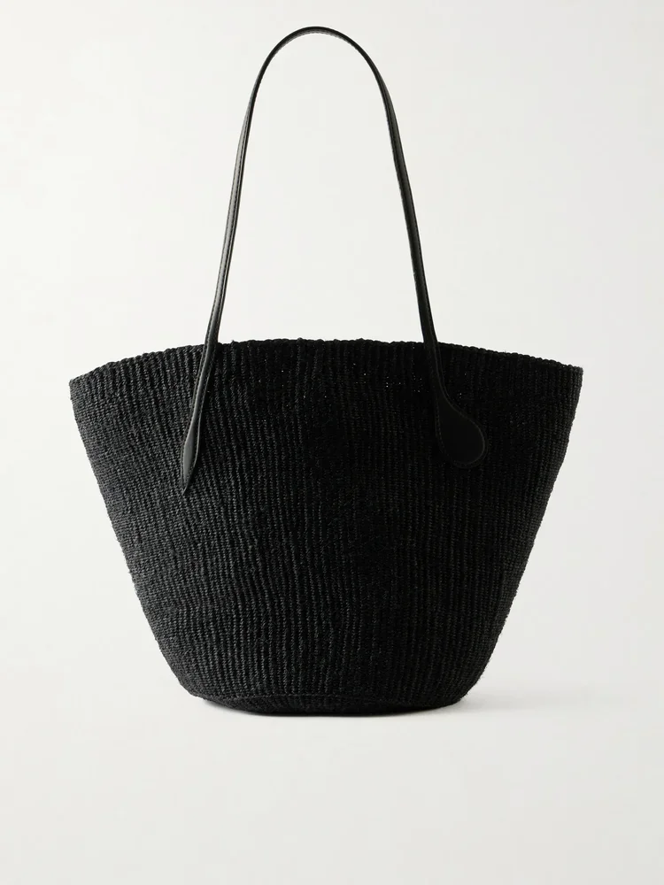 Sprout leather-trimmed sisal tote bag