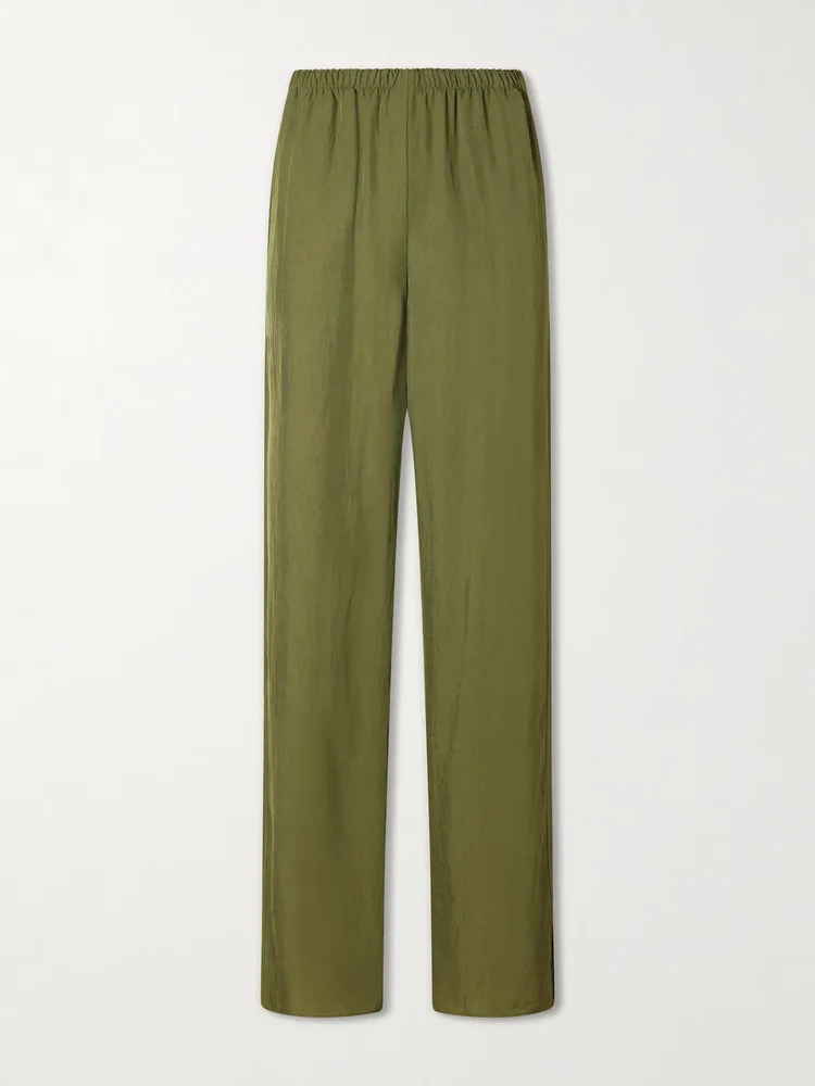 Crepon wide-leg pants