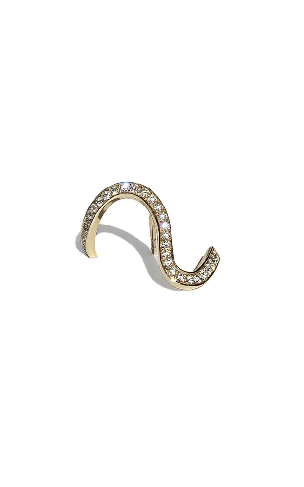 18K Yellow Gold Trace Diamond Single Earring