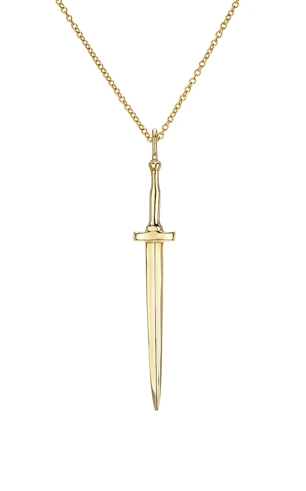 Large Dagger 14K Yellow Gold Necklace