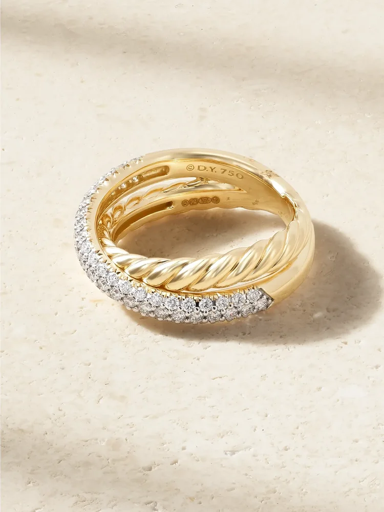Crossover® Two Row 18-karat gold diamond ring