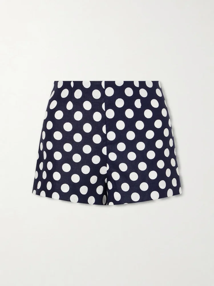 Lila polka-dot linen shorts