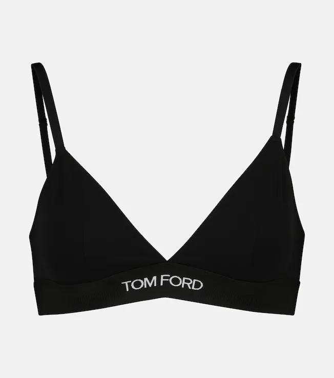 Logo stretch-jersey triangle bra