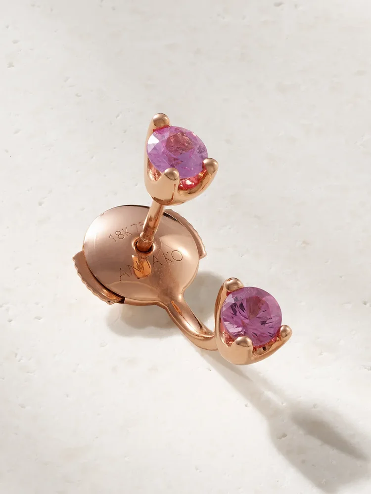 Orbit 18-karat rose gold sapphire single earring