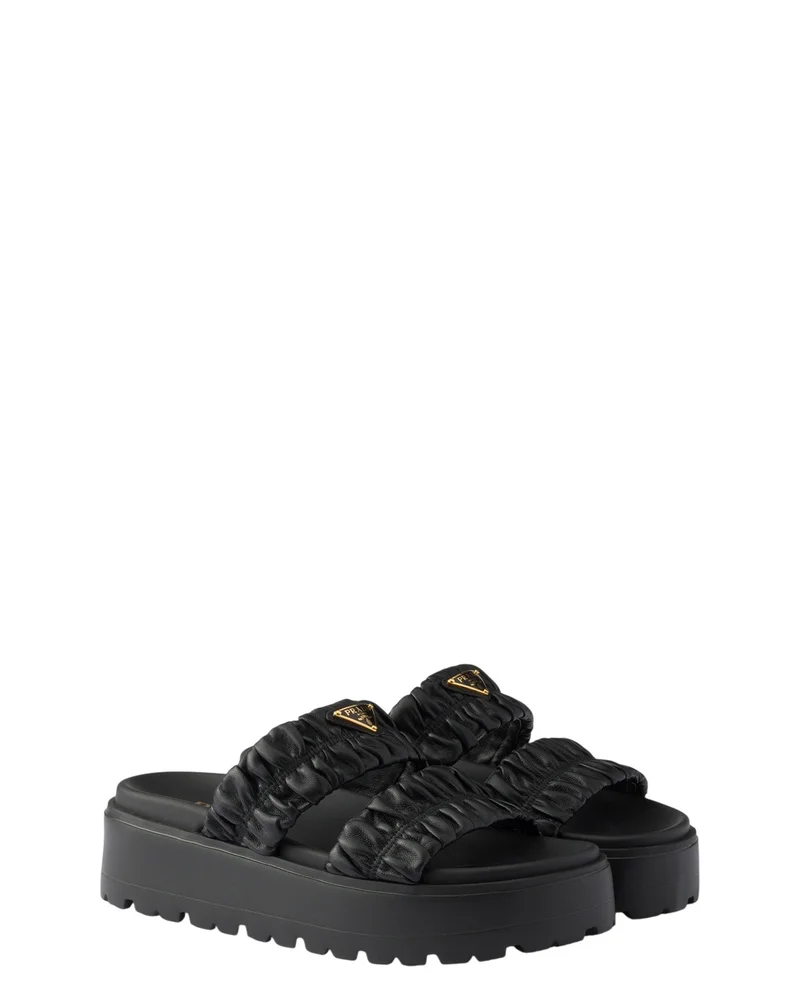 Matelassé Nappa Leather Flatform Slides