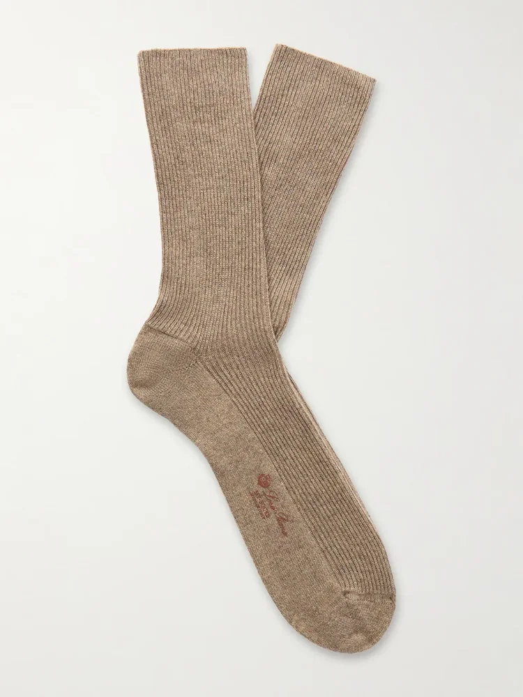 Ribbed Cashmere-Blend Socks