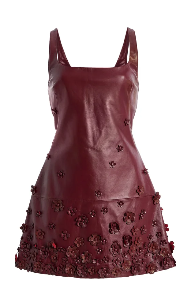 Talen Embellished Leather Mini Dress