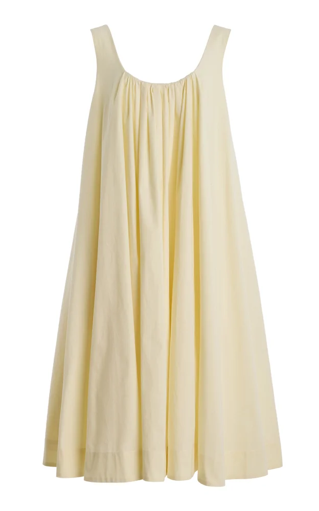 The Lennox Shirred Stretch-Cotton Midi Dress