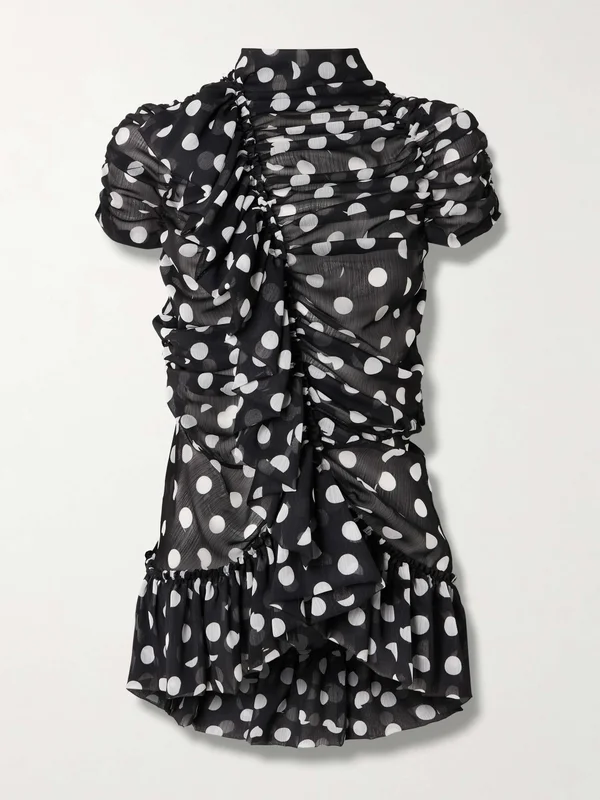 DRIES VAN NOTEN Ruffled polka-dot crepon blouse