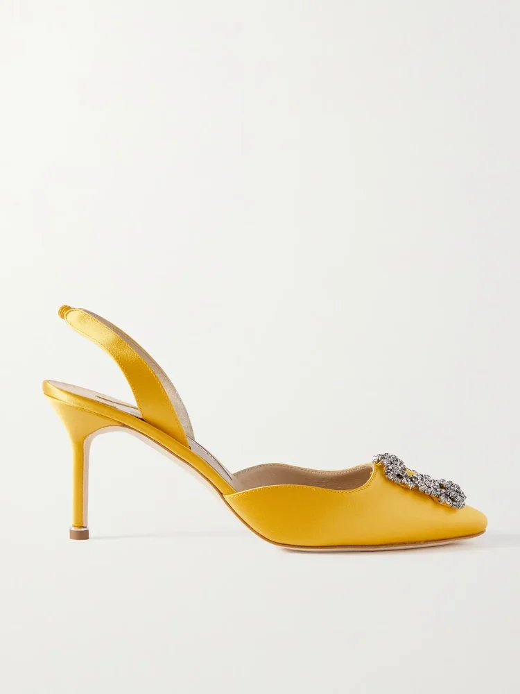 Hangisli 70 embellished satin slingback pumps