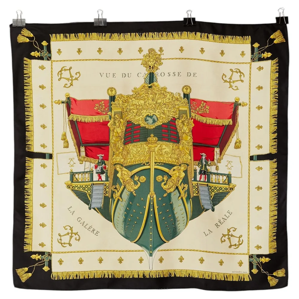 Silk printed Twill carré " Vue du carrosse de la galère La Reale " Hermès
