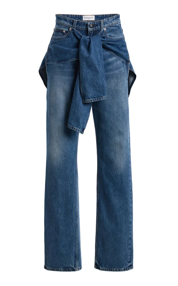 The Layton Tie-Detailed Rigid High-Rise Straight-Leg Jean