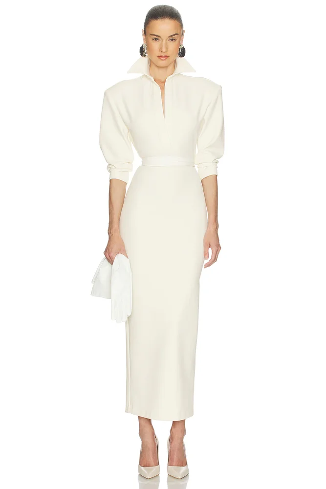 The Margaux Polo Dress in Thick Crepe