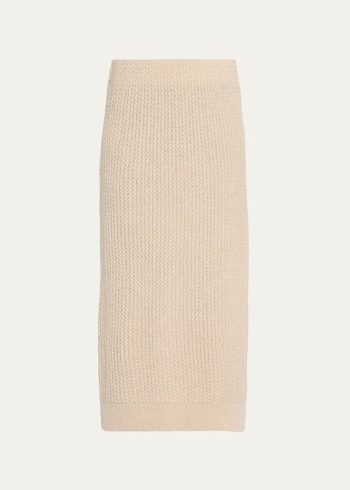 Cable-Knit Cashmere Midi Skirt