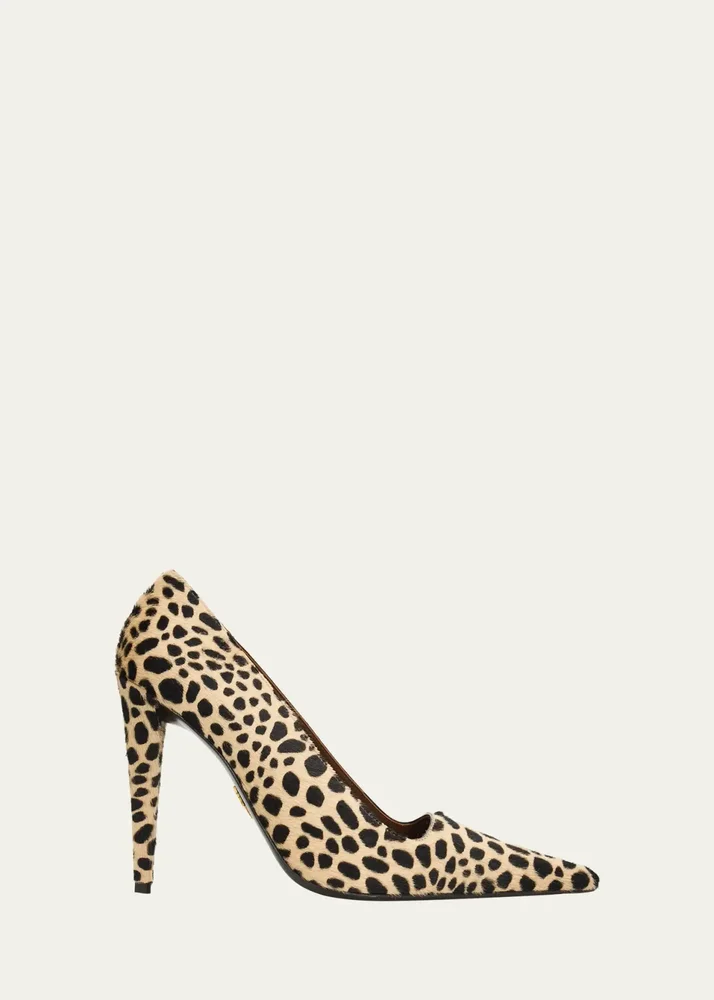 90mm Leopard Calf Hair Pumps