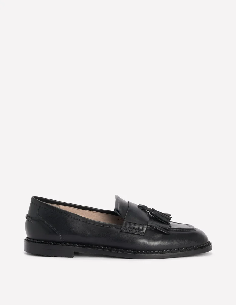 Nya Ghillie Flat Loafers-Black