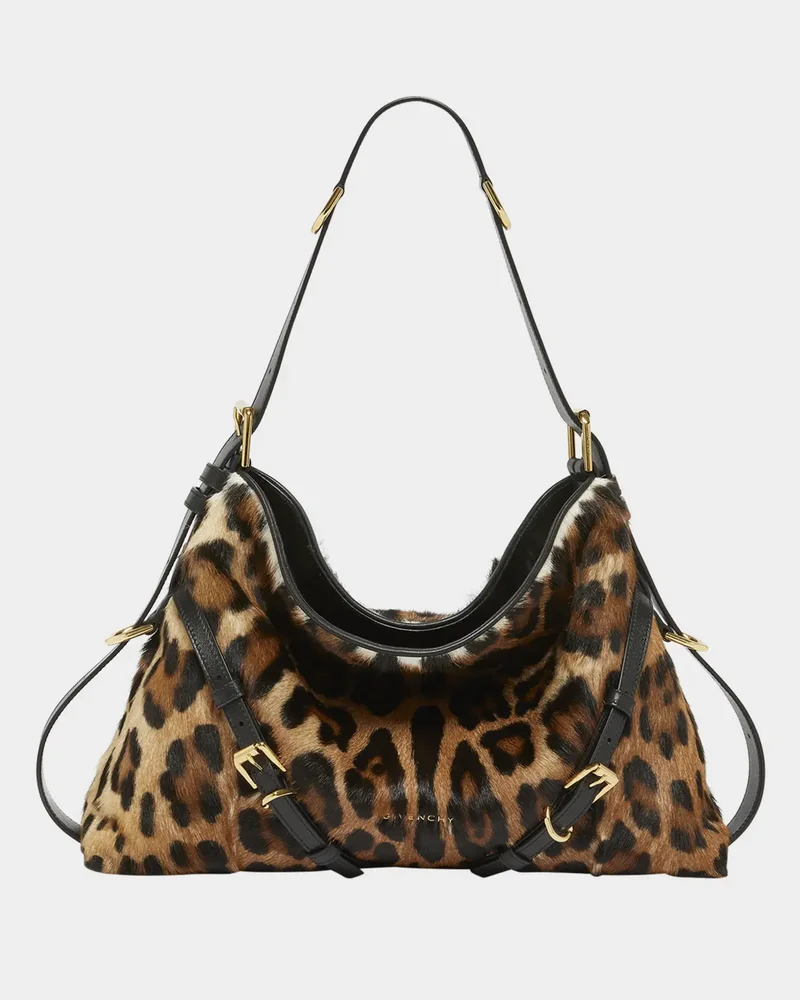 Voyou Medium Leopard-Print Goat Hair Shoulder Bag