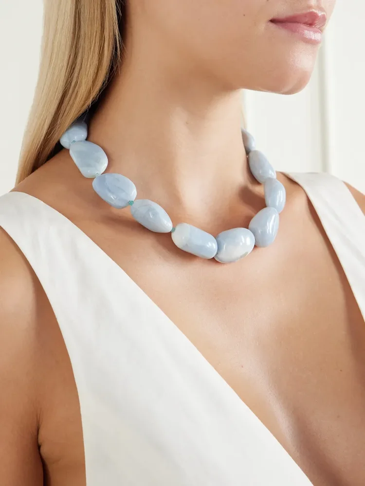 Sea and Sky gold-plated amazonite and opal necklace
